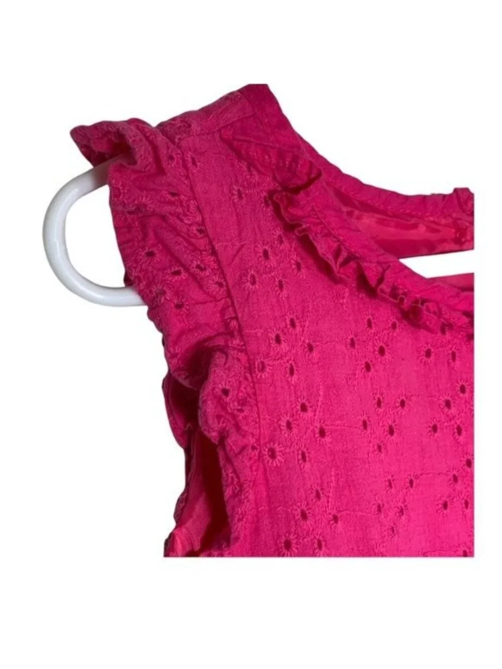 Chaps Girls Size 5 Eyelet Lace Sundress Pink Cotton Ruffle Sleeveless